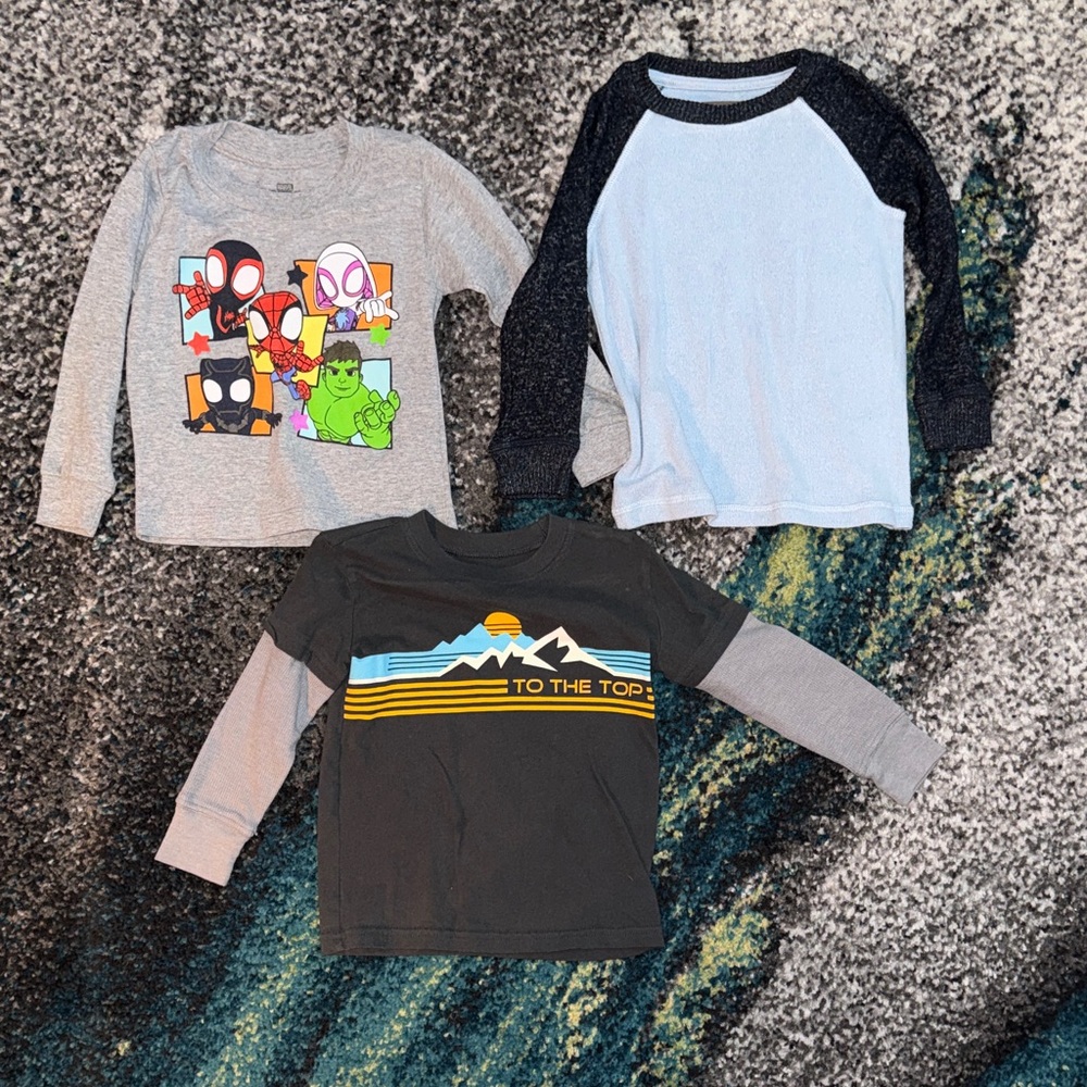 Marvel Superhero Long Sleeve Shirt Trio - Gray, Black, Blue